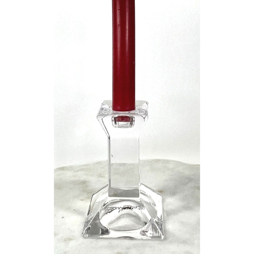 Royal Doulton Crystal Candle Holder‎ 4" Tall base 2.5" MCM elegant Christmas